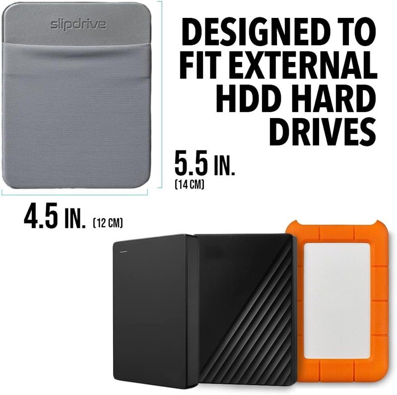 Slipdrive حافظة قرص صلب محمولة للكمبيوتر المحمول - قرص صلب HDD - لاصق قابل لإعادة الاستخدام - 5.5 بوصة × 4.5 بوصة - حافظة حمل خارجية للقرص الصلب - حقيبة سفر جيب (كبيرة، رمادية) - Image 2